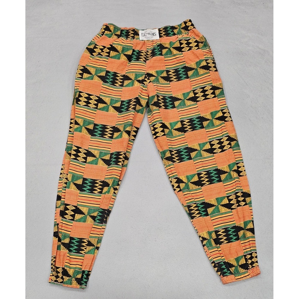 Vtg World Tour Captains Callbox Parachute Pants Size M Orange Green Hammer USA